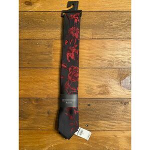 Express NWT Necktie roses floral black red Reversible tie men’s